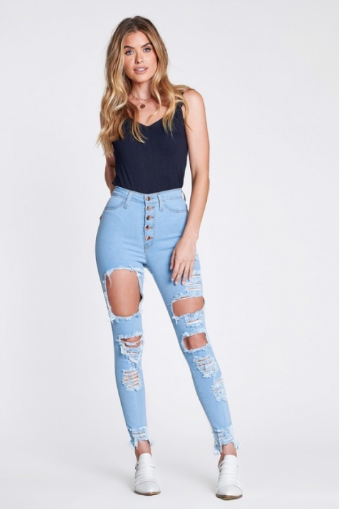 Luxe High Waist Jeans- Blue