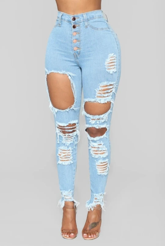 Luxe High Waist Jeans- Blue