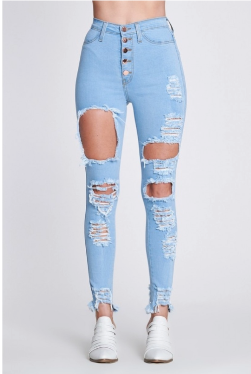 Luxe High Waist Jeans- Blue