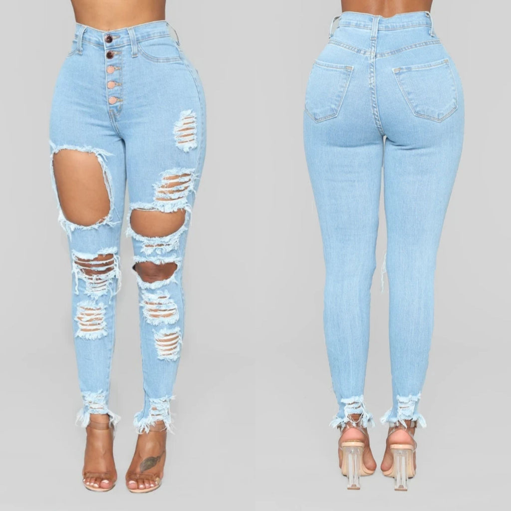 Luxe High Waist Jeans- Blue Light Blue