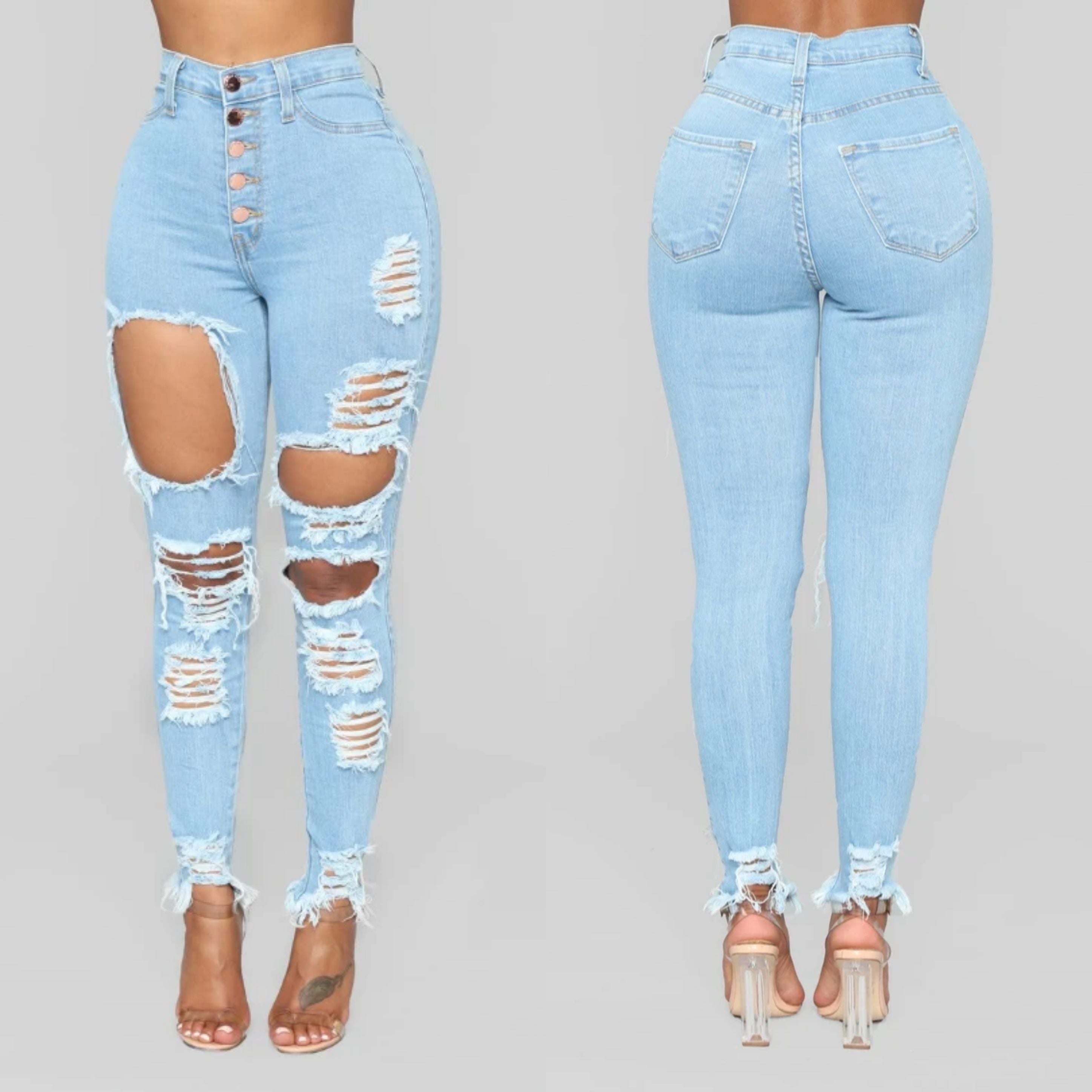 Luxe High Waist Jeans- Blue Light Blue