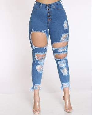 Luxe High Waist Jeans- Blue
