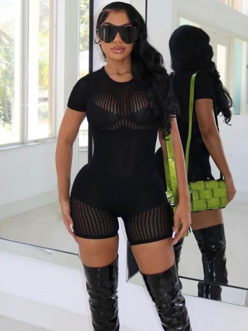 Mary Knitted Bodycon Romper Black