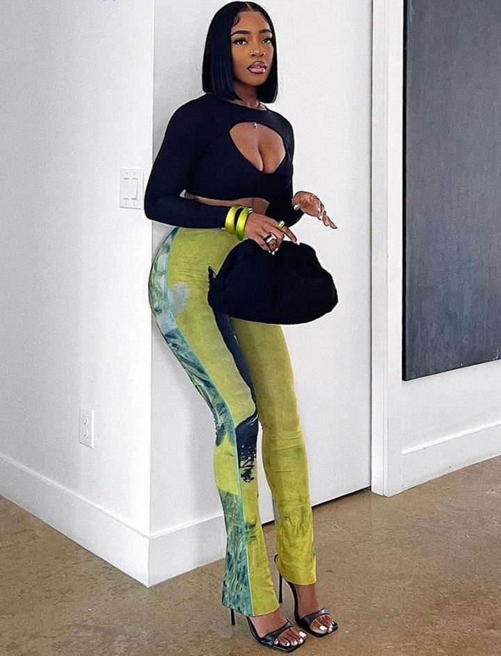 Mesh Tie Dye Pants Green