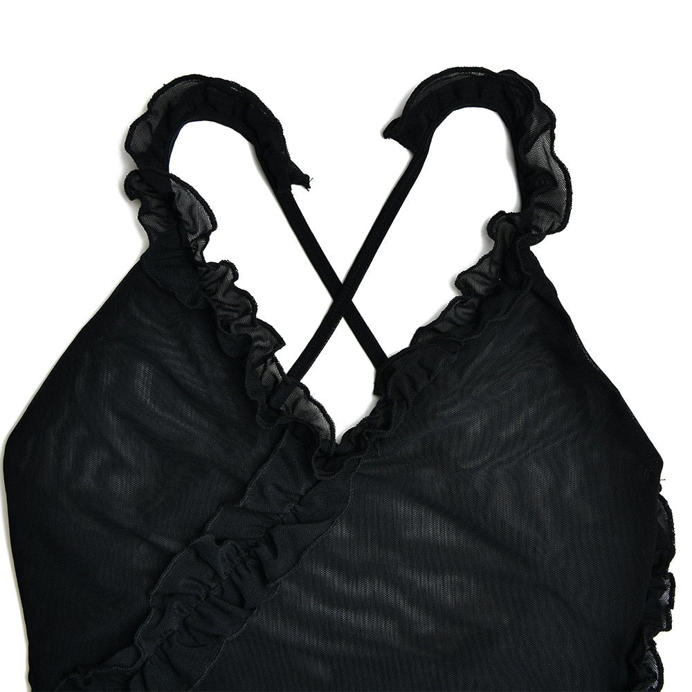 Monika Ruffle Mesh Mini Dress