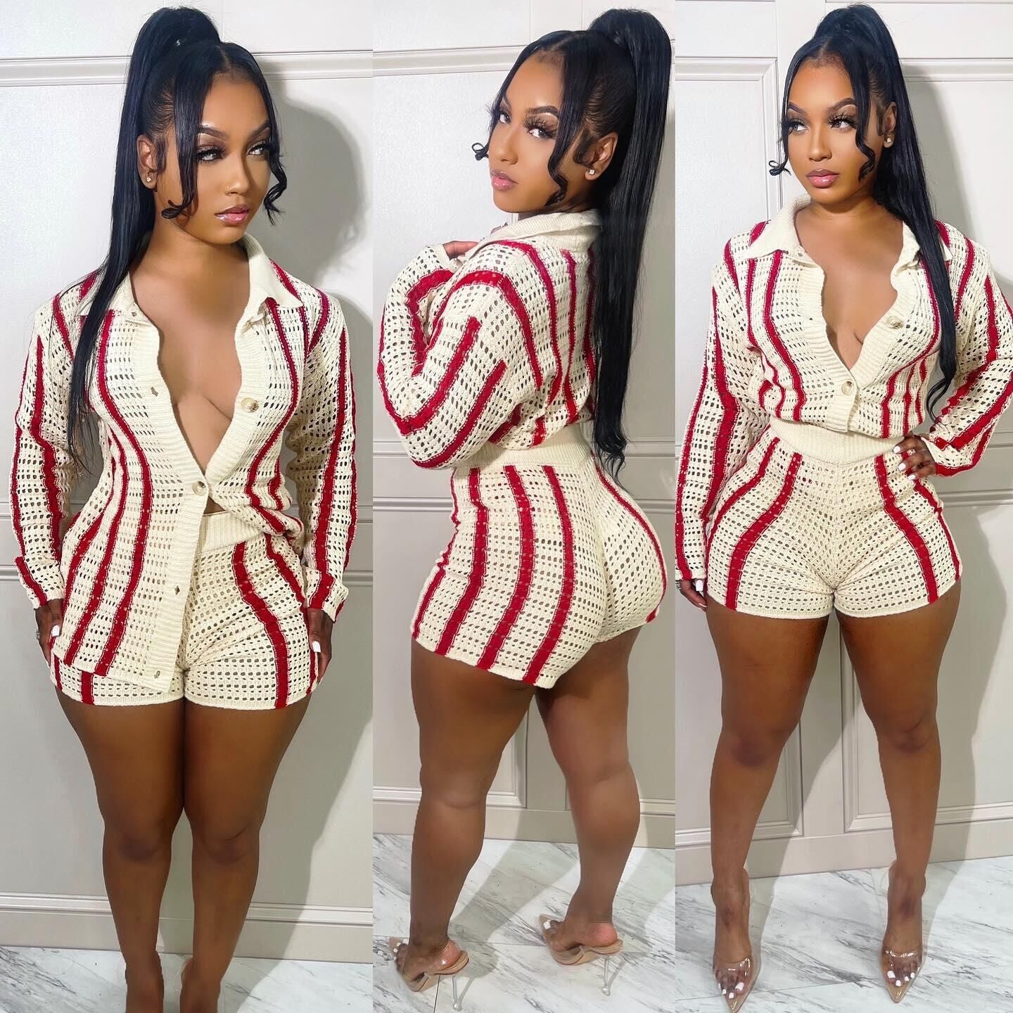 Monroe Knit Short Set Apricot
