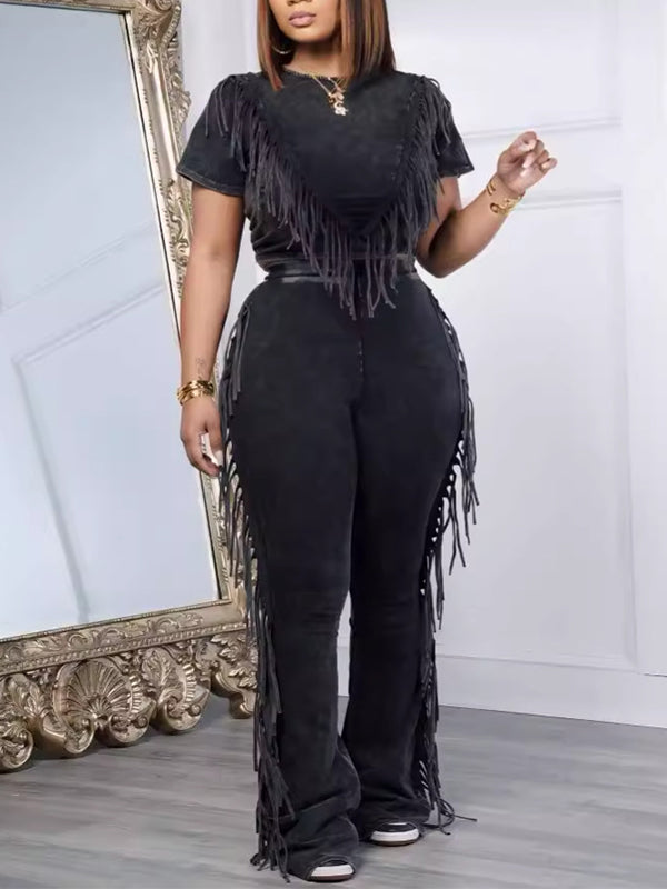 Fringe Combo Pants Set--Clearance