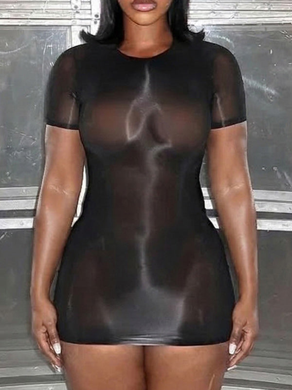 Sheer Bodycon Dress Black