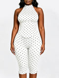 Dot Halter Jumpsuit with Corset