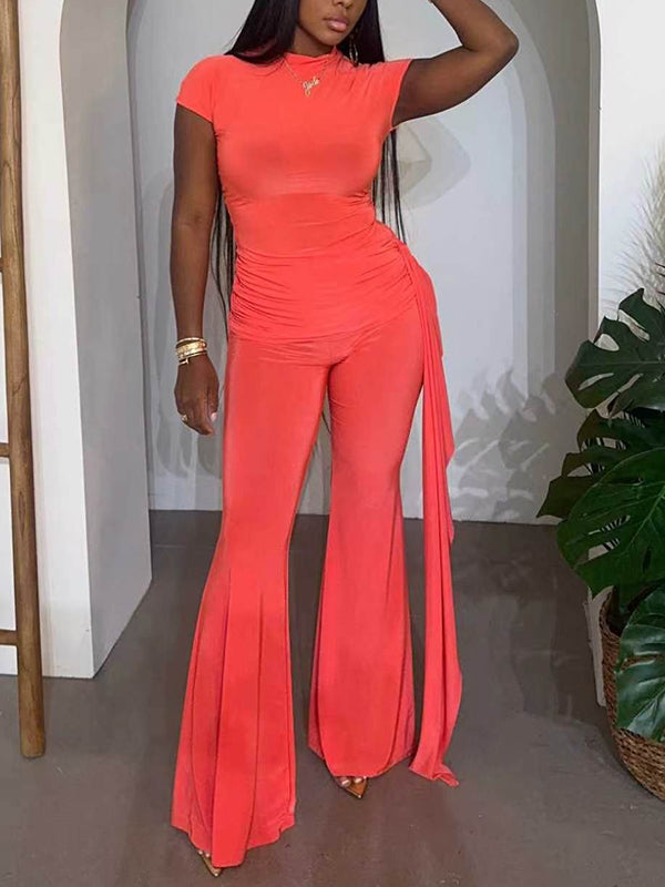 Ruched Draped Top & Pants Set