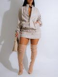 Faux-Leather Jacket & Skirt Set--Clearance