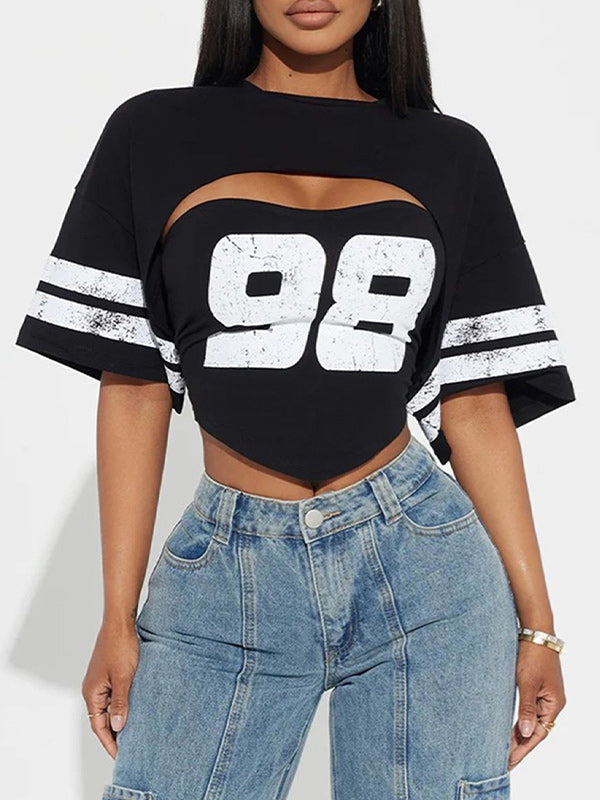 Printed Cutout Tee