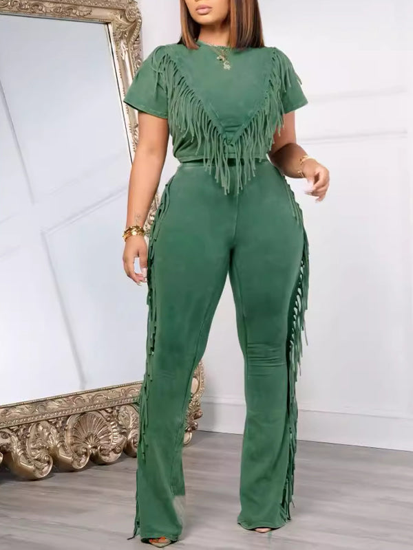 Fringe Combo Pants Set--Clearance