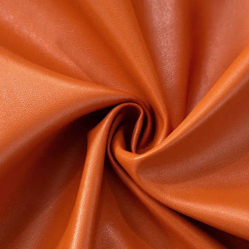 Orange Leather Pleated Mini Dress