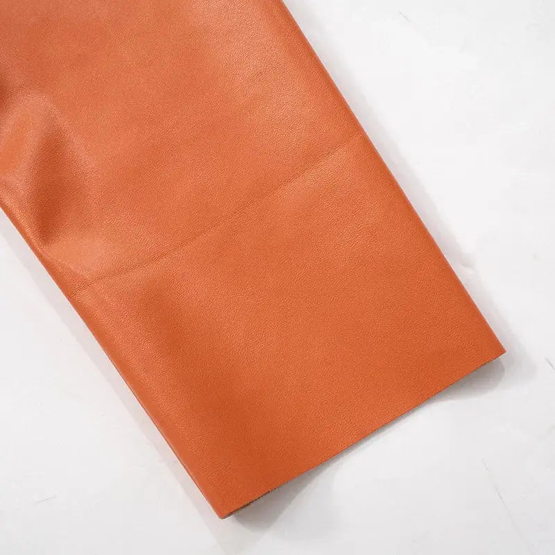 Orange Leather Pleated Mini Dress