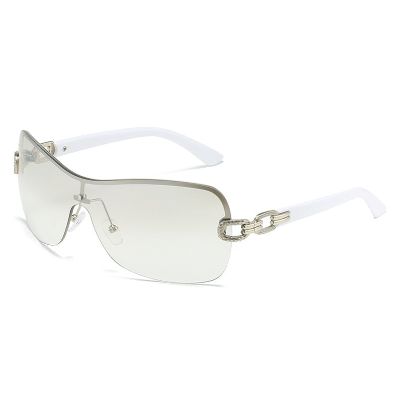 Oversized Gradient Sunglasses A-Silver ClearMirror As Photos Showing