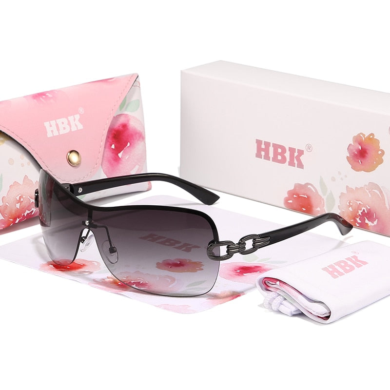 Oversized Gradient Sunglasses Grey With HBKCaseSet As Photos Showing