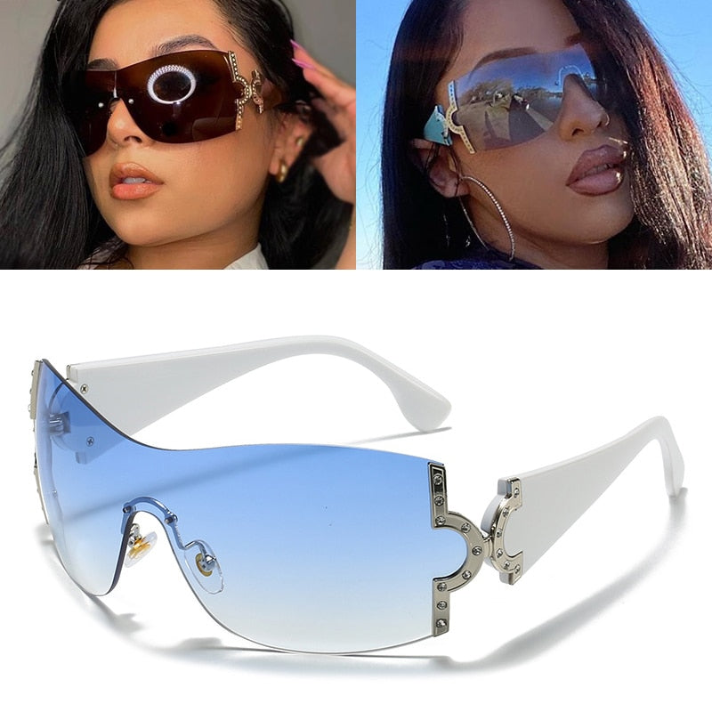 Oversized Gradient Sunglasses F-Blue As Photos Showing