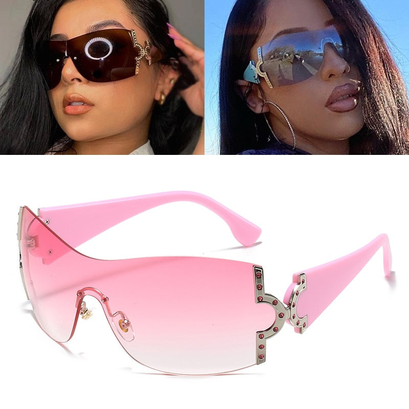 Oversized Gradient Sunglasses F-Pink As Photos Showing