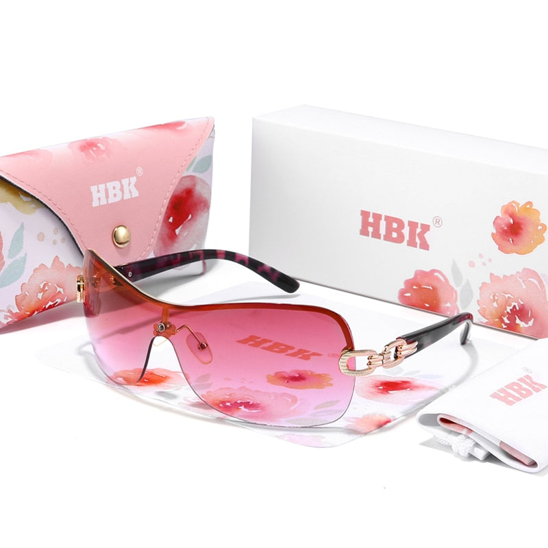 Oversized Gradient Sunglasses PinkWith HBKCaseSet As Photos Showing