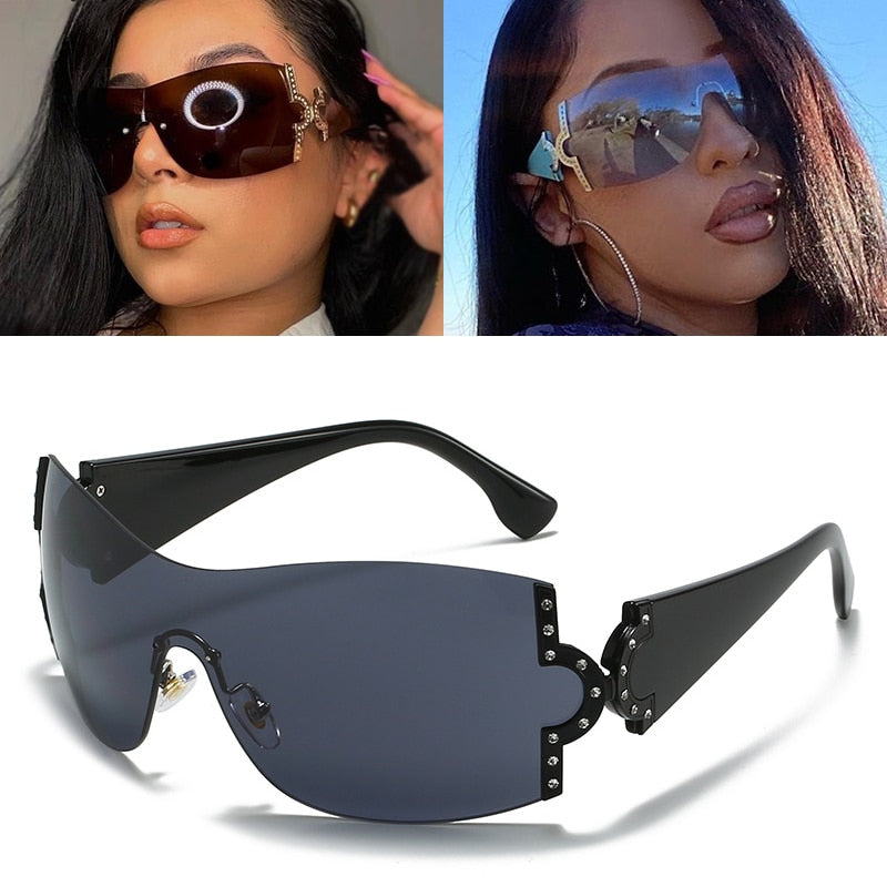 Oversized Gradient Sunglasses F-Black As Photos Showing