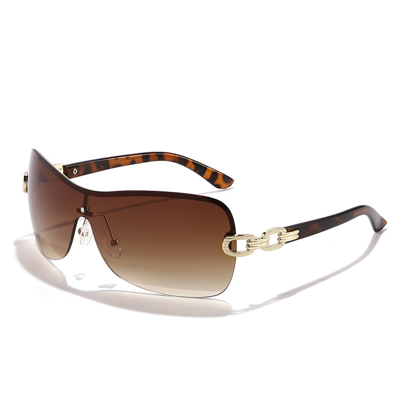 Oversized Gradient Sunglasses A-Brown As Photos Showing