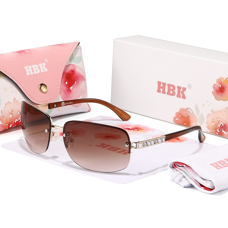 Oversized Gradient Sunglasses Brown With HBKCase As Photos Showing