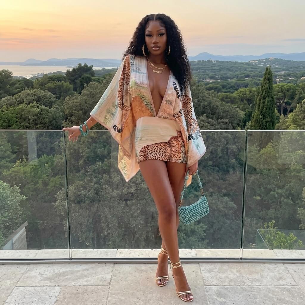 Cheetah Print Kimono Mini Dress