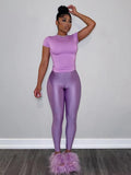 Purple Metallic Pant Set
