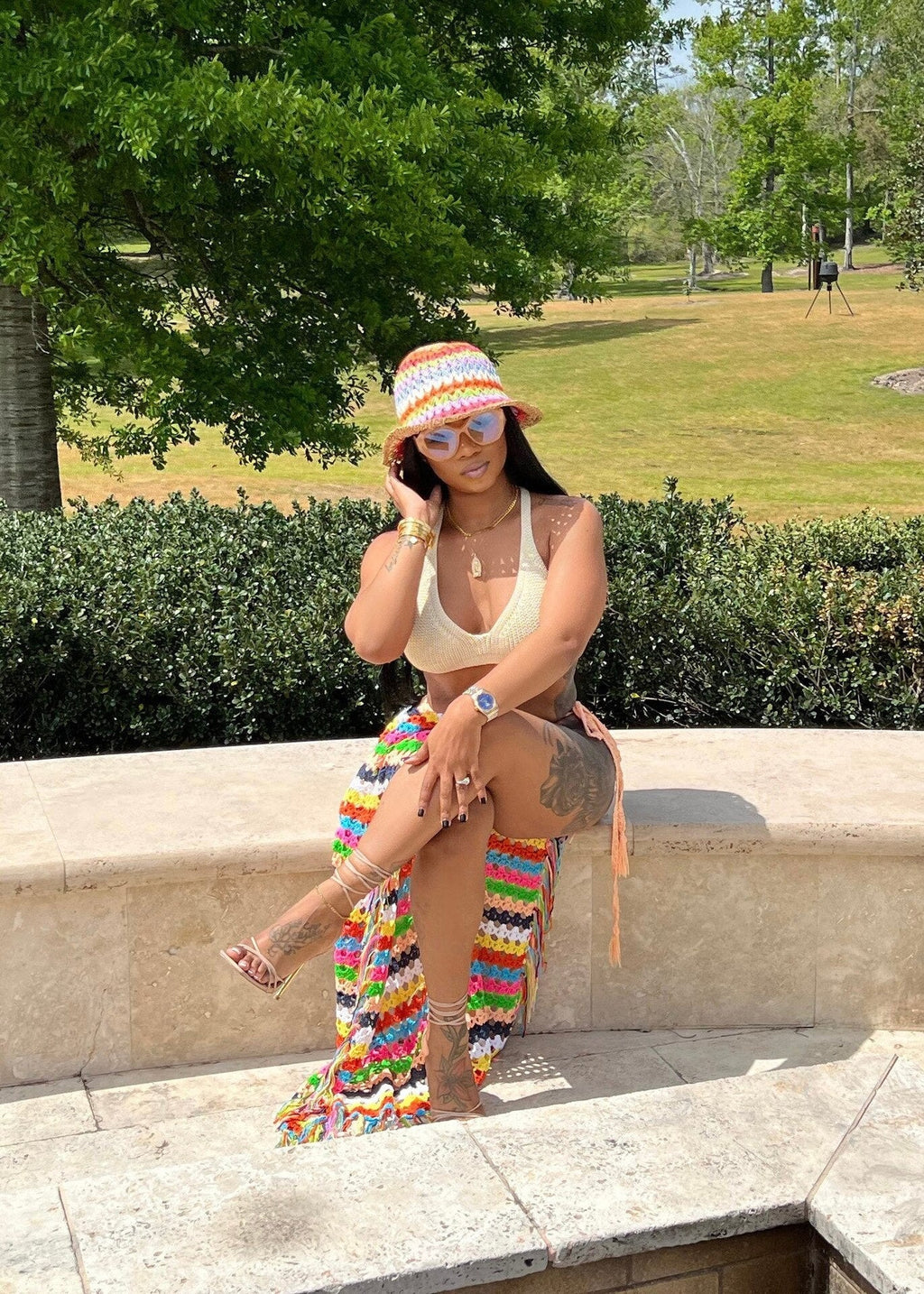 Rainbow Crochet Skirt