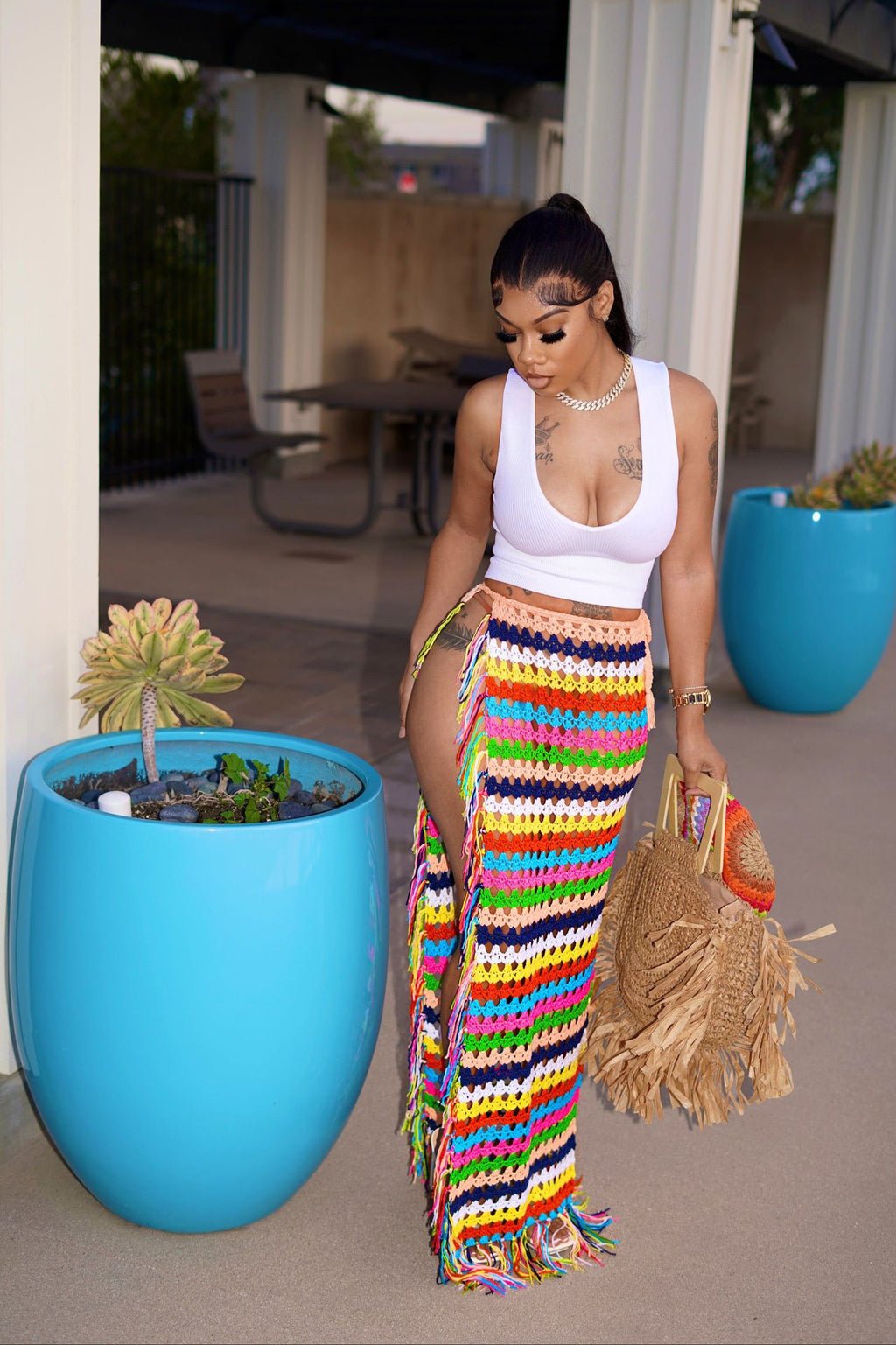 Rainbow Crochet Skirt