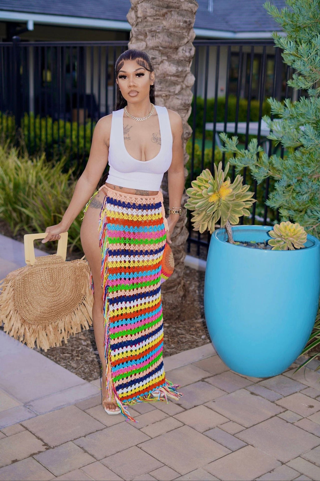 Rainbow Crochet Skirt