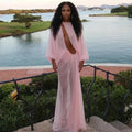 Sheer Cutout Draped Maxi Dress