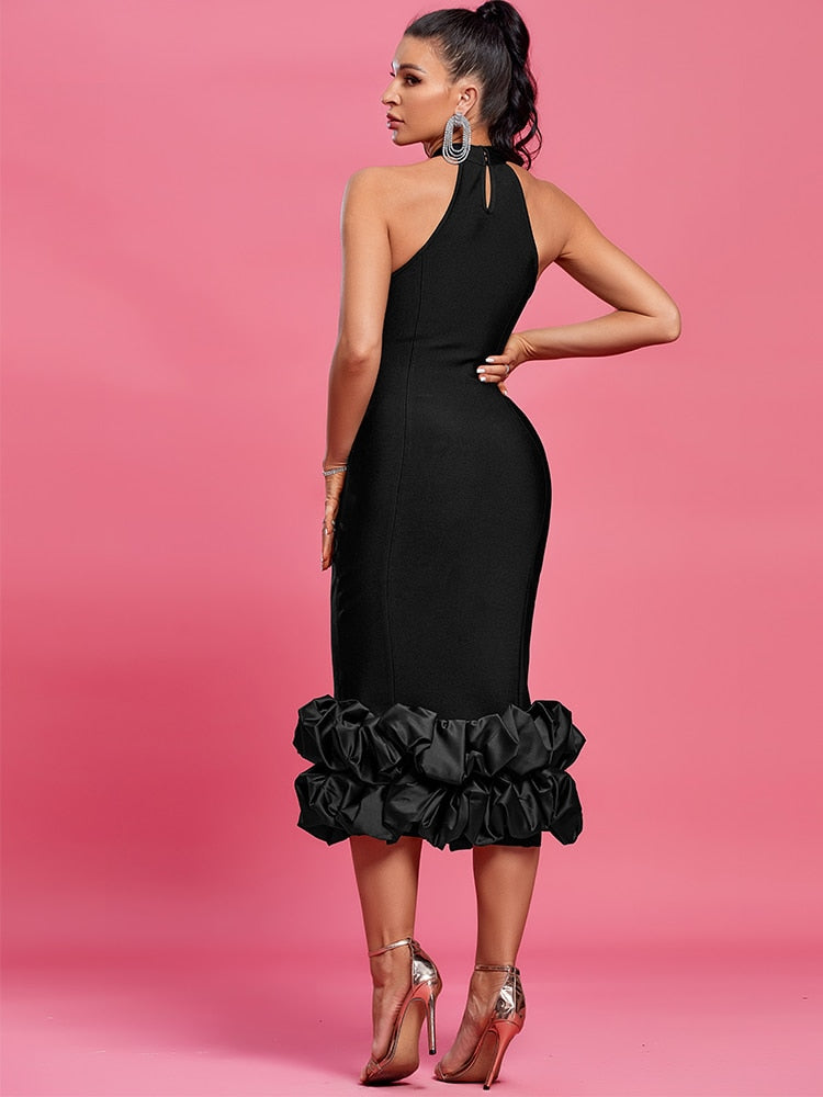 Ruffle Bandage Dress- Black