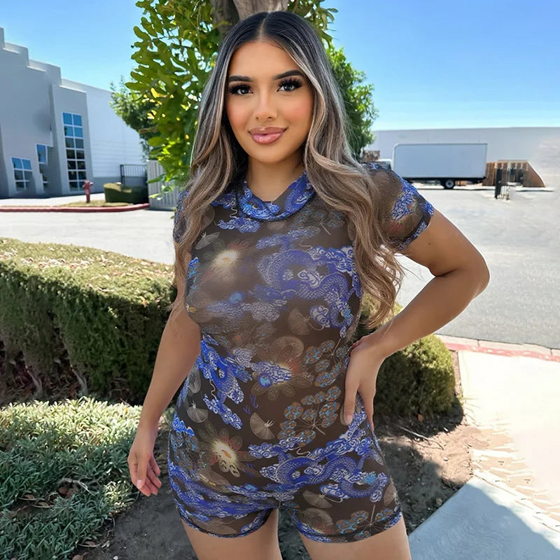 Lorine Mesh Backless Romper