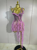 Leila Mesh Ruffled Mini Dress