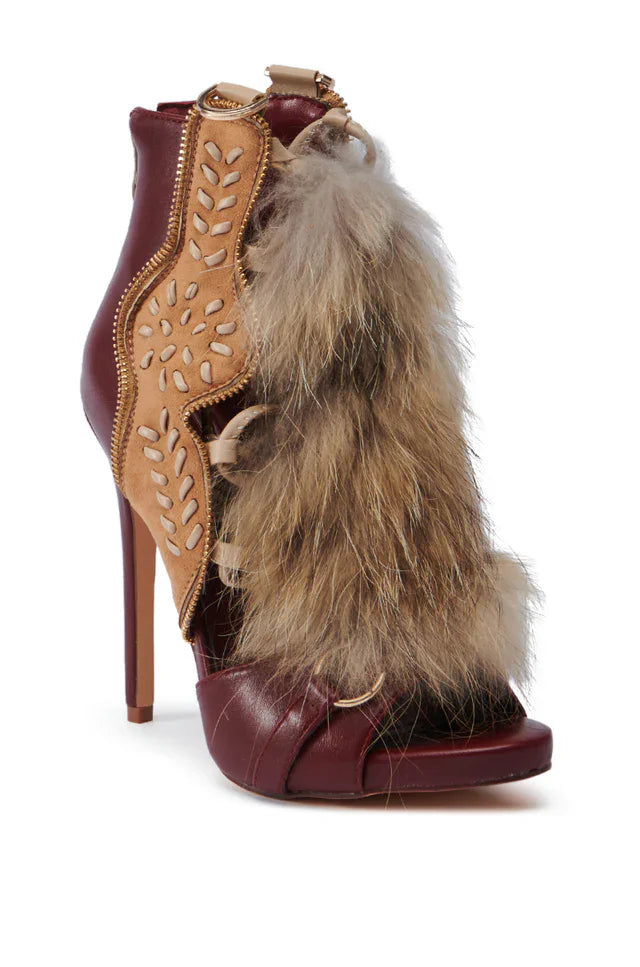 Vintage Furry Heeled Boots