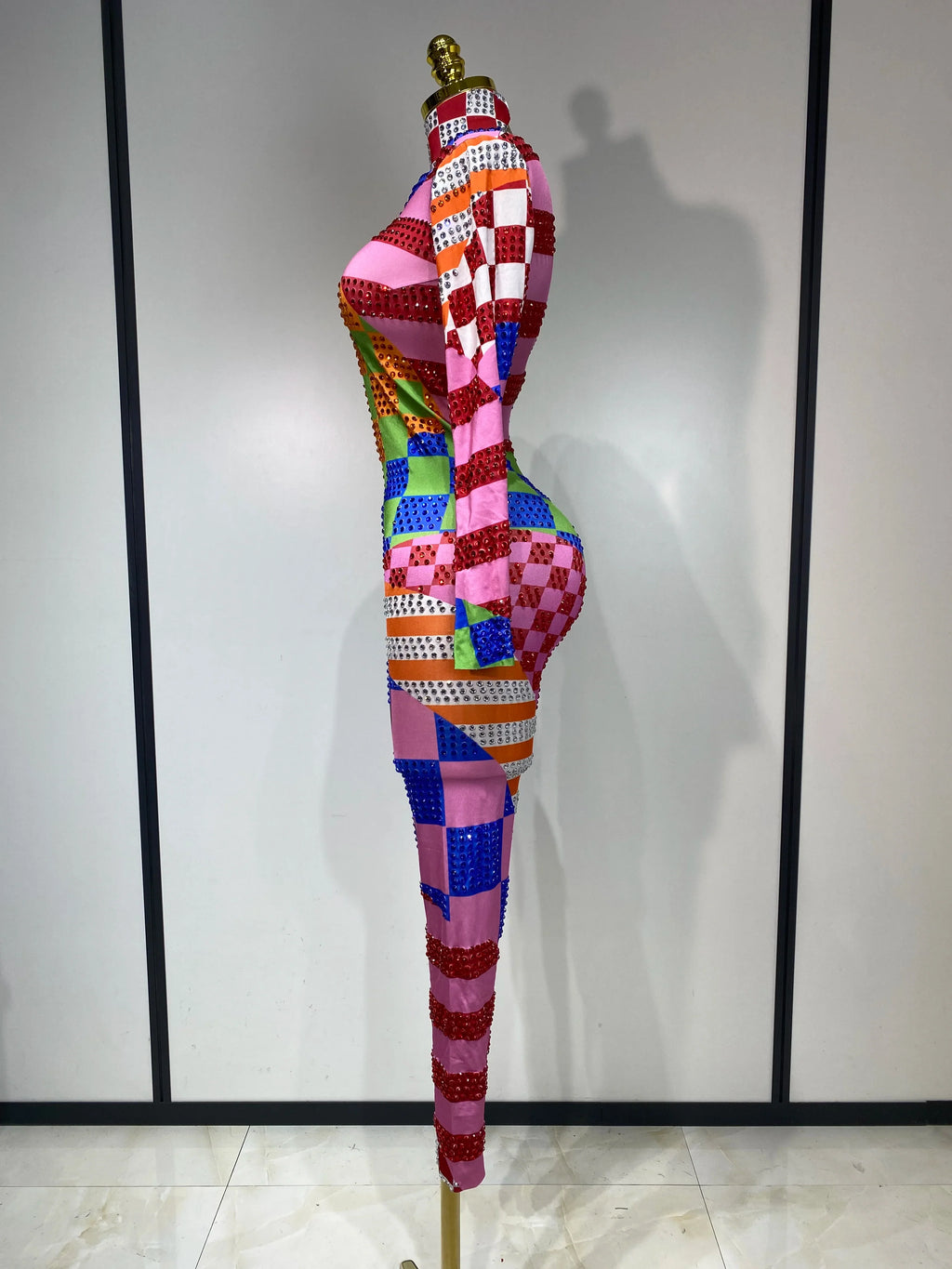 Colorful Print Rhinestone Jumpsuit