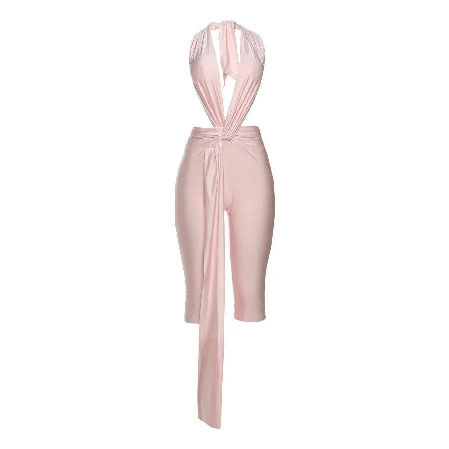 Ribbon Backless Romper
