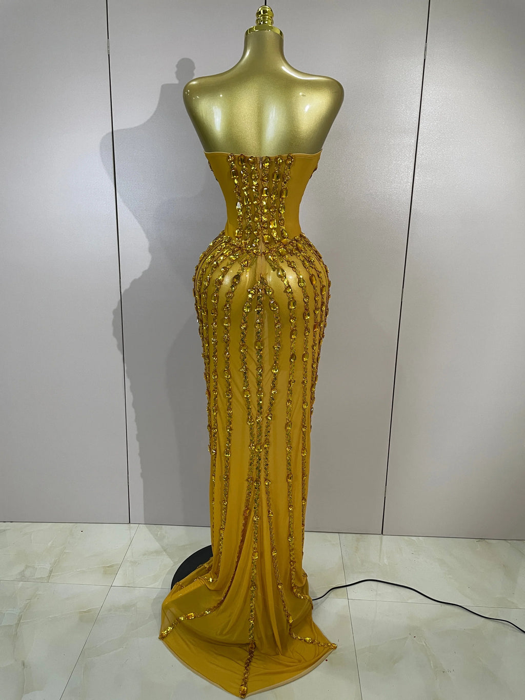 Golden Mesh Maxi Dress