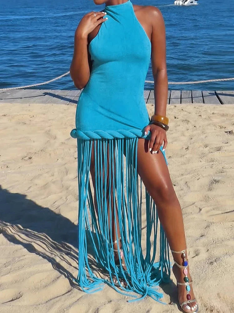 Aria Tassel Backless Maxi Dress