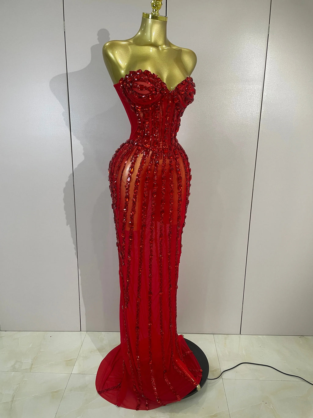 Red Fairy Mesh Maxi Dress