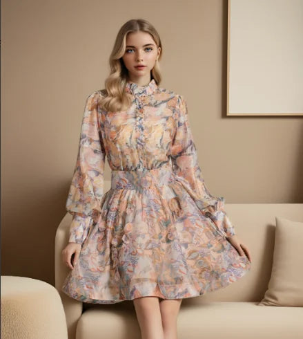 Vintage Floral Skirt Set Short Skirt suit