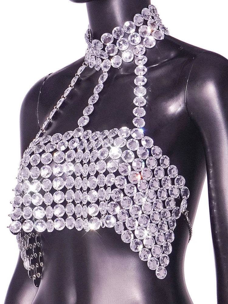 Diamonds Bustier Sequin Crop Top