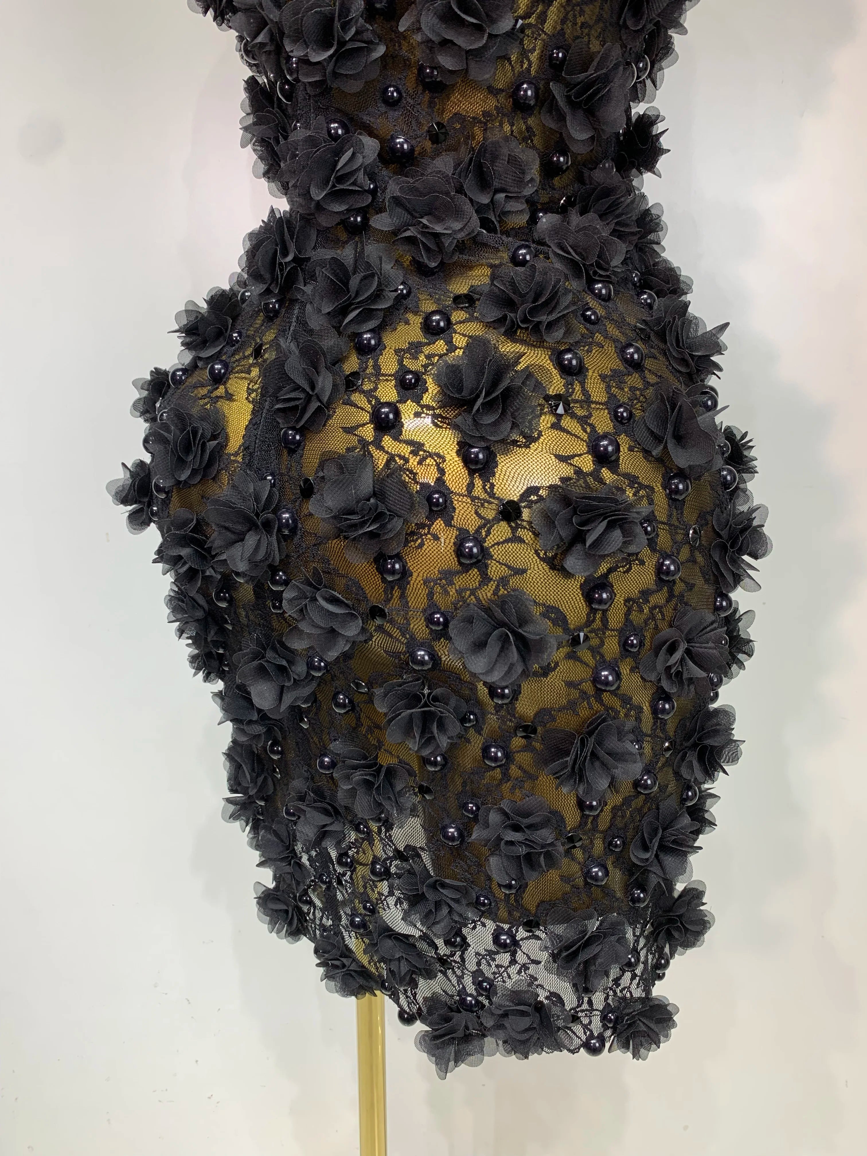 Flower Pearls Mini Dress
