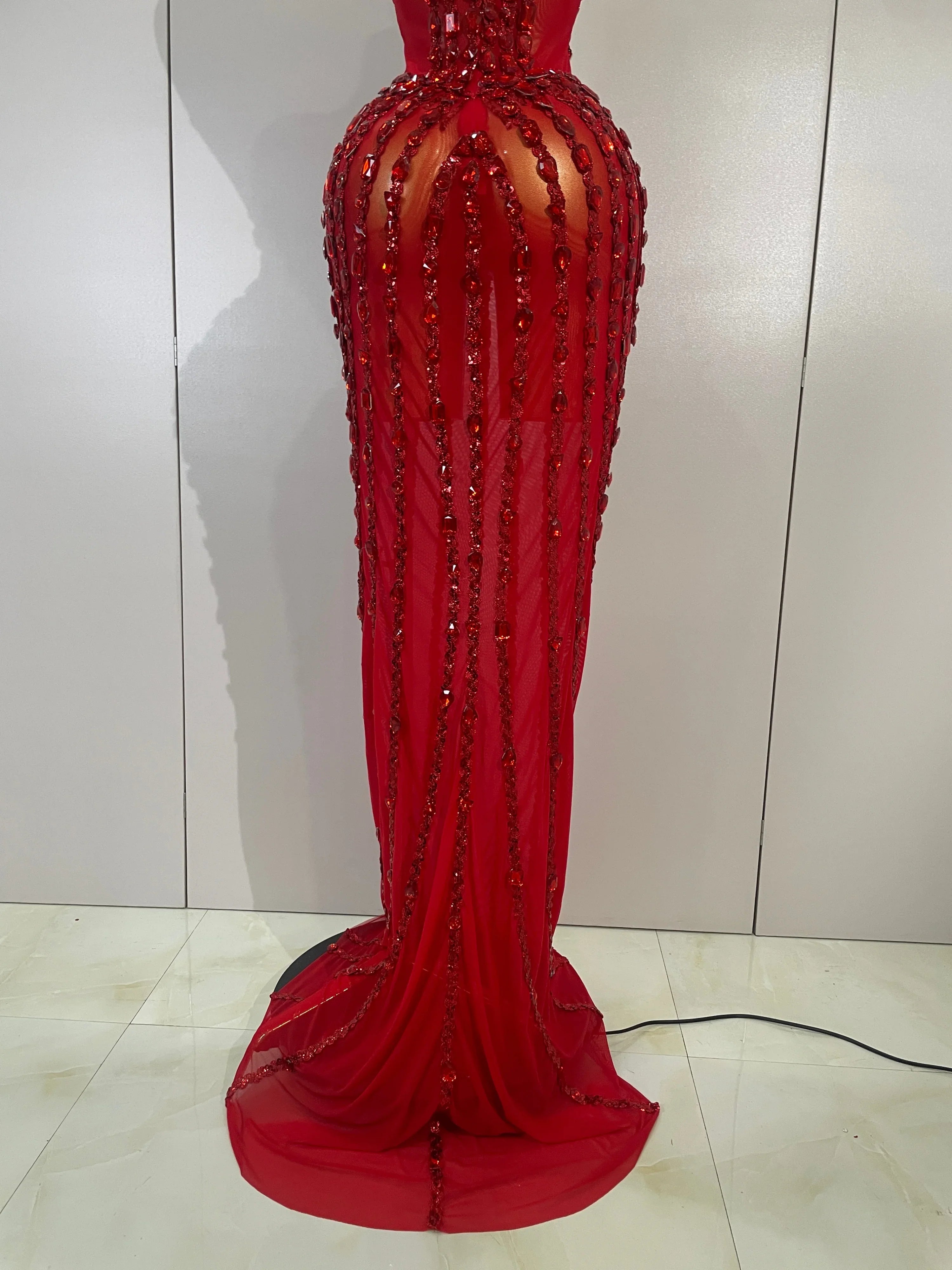 Red Fairy Mesh Maxi Dress