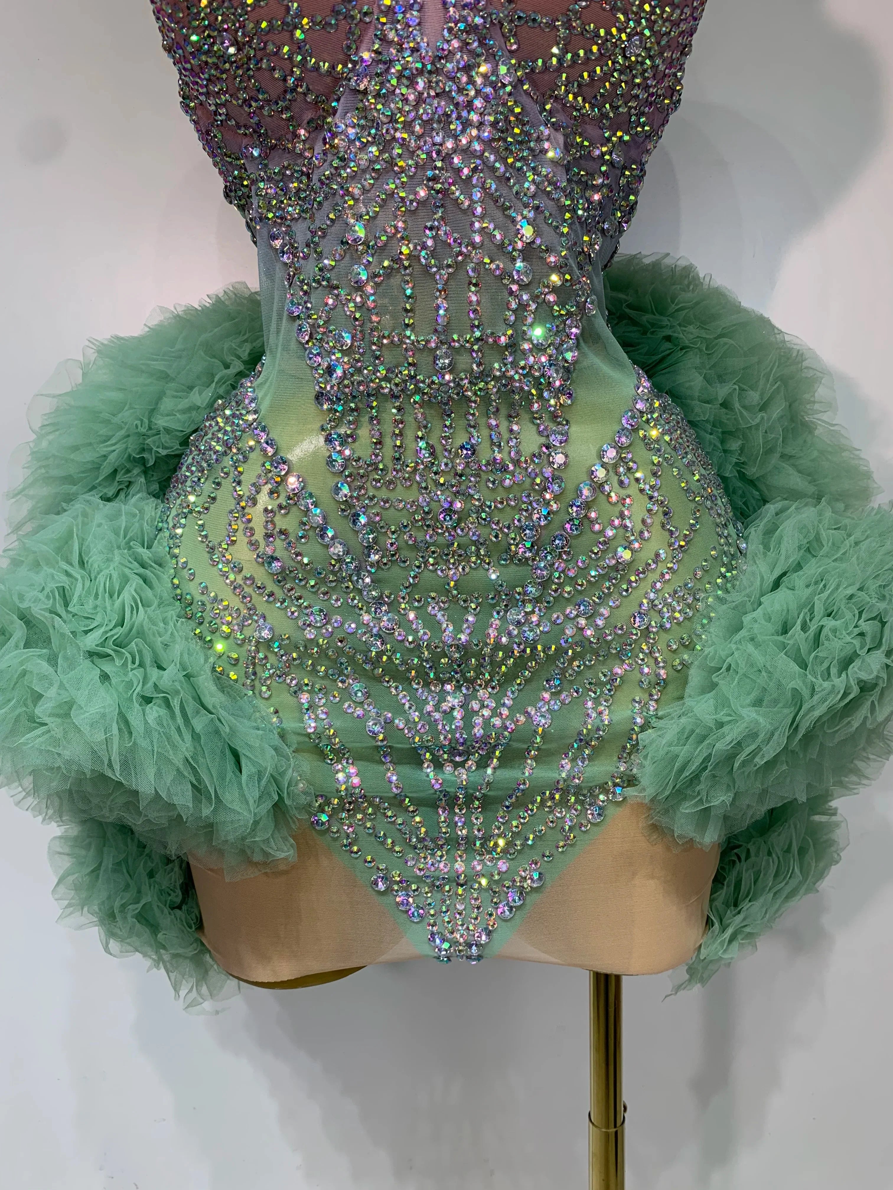 Green Luxe Mesh Dress