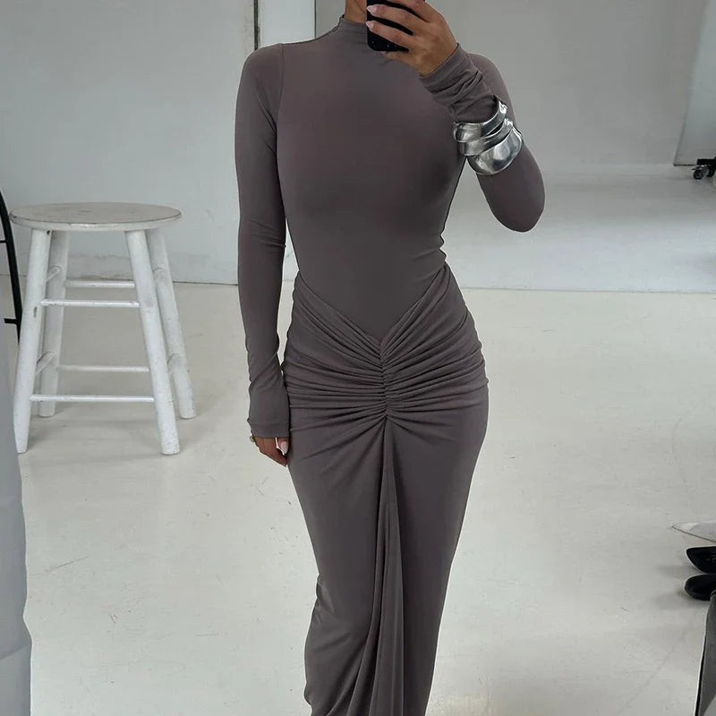 Elegant Ruched Autumn Dress