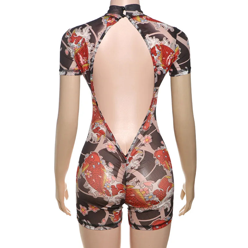 Lorine Mesh Backless Romper