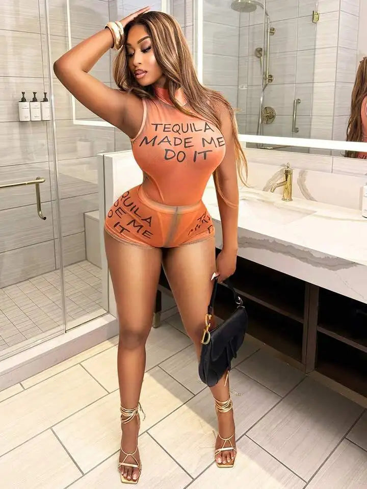 Tequi Mesh Bodysuit Short Set